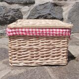 Wicker basket with gingham fabric