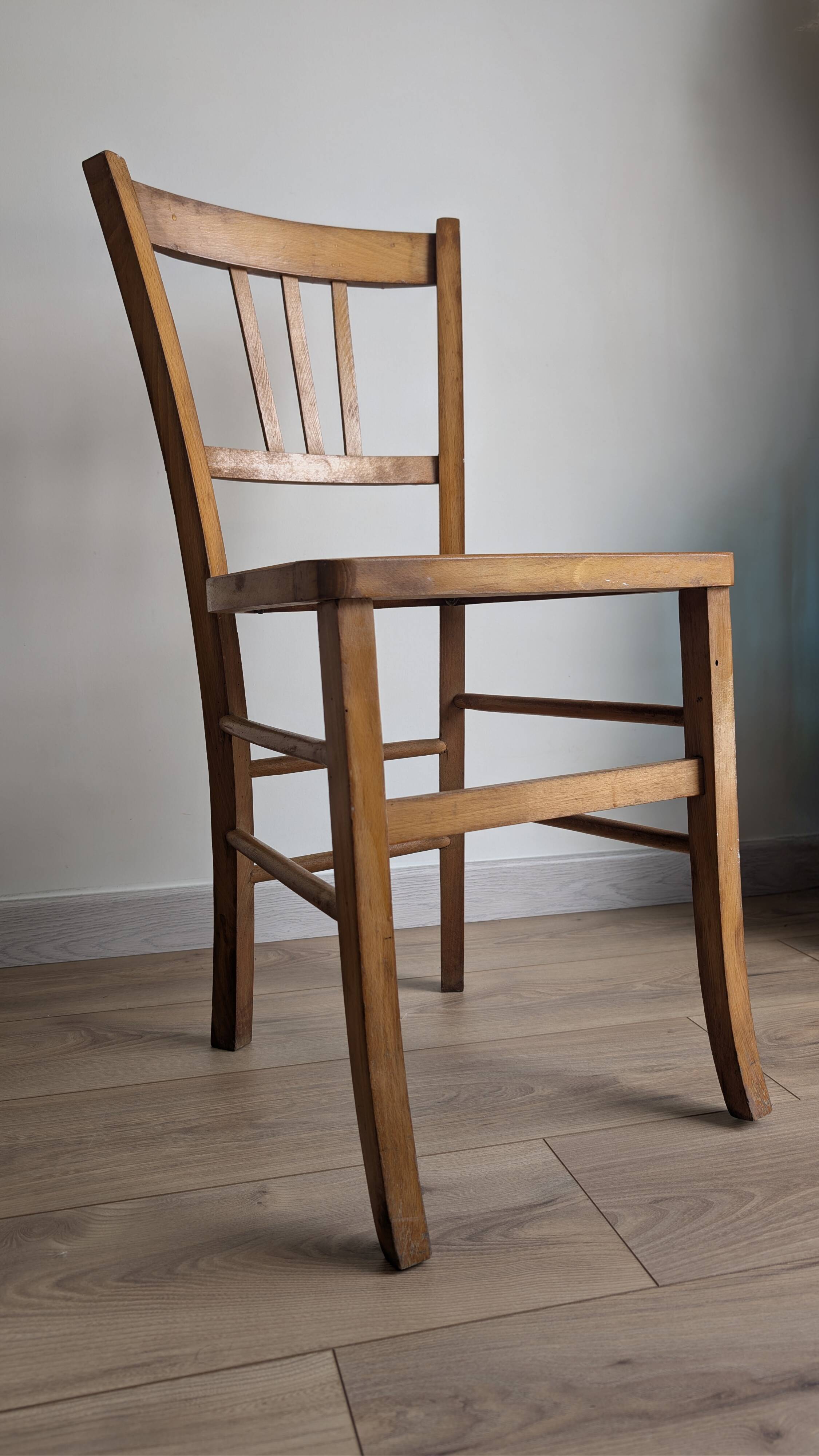 Vintage 1950s Bistro Chair in Beech