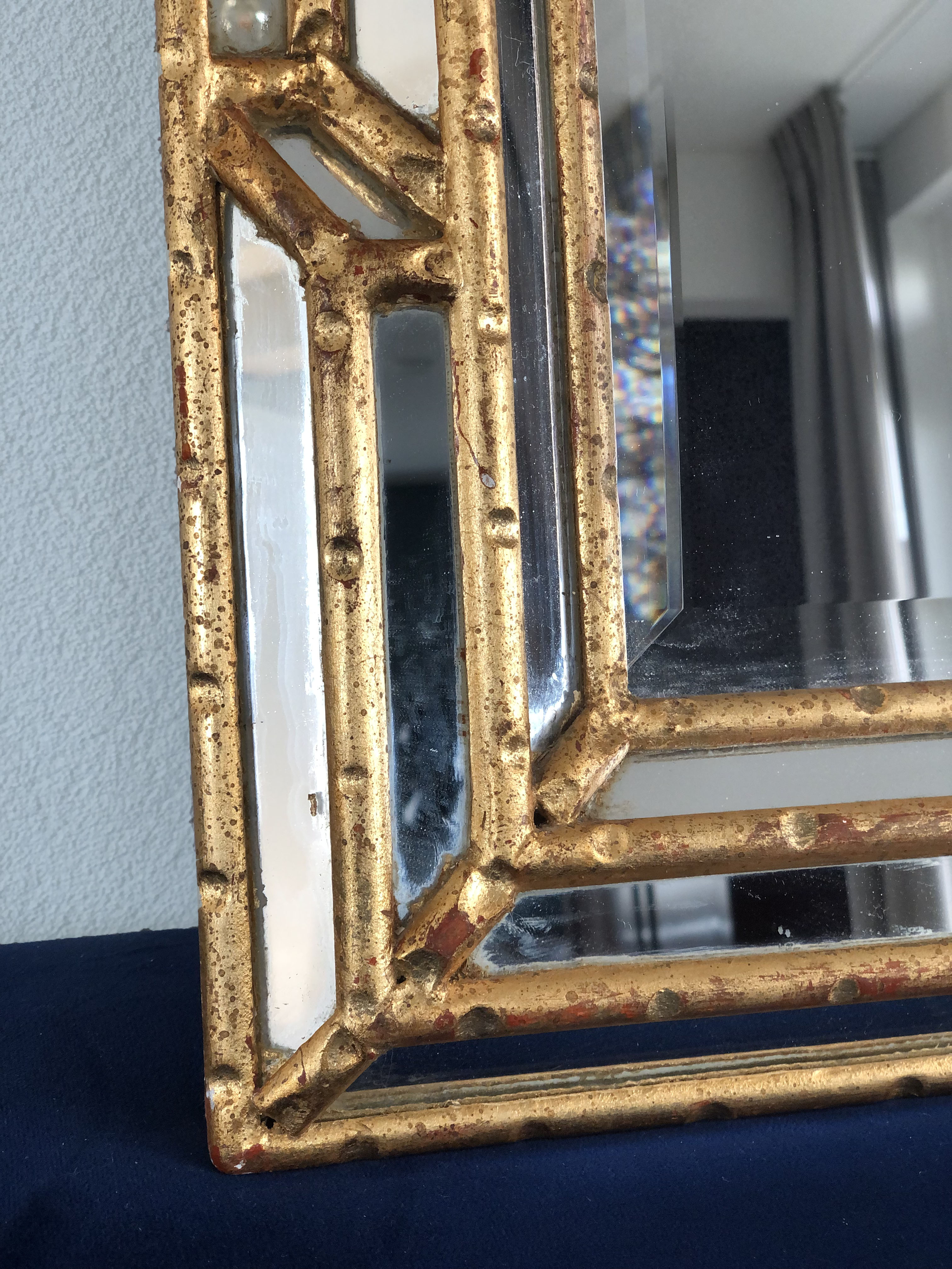 LaBarge Italian faux bamboo Hollywood Regency mirror 1980s