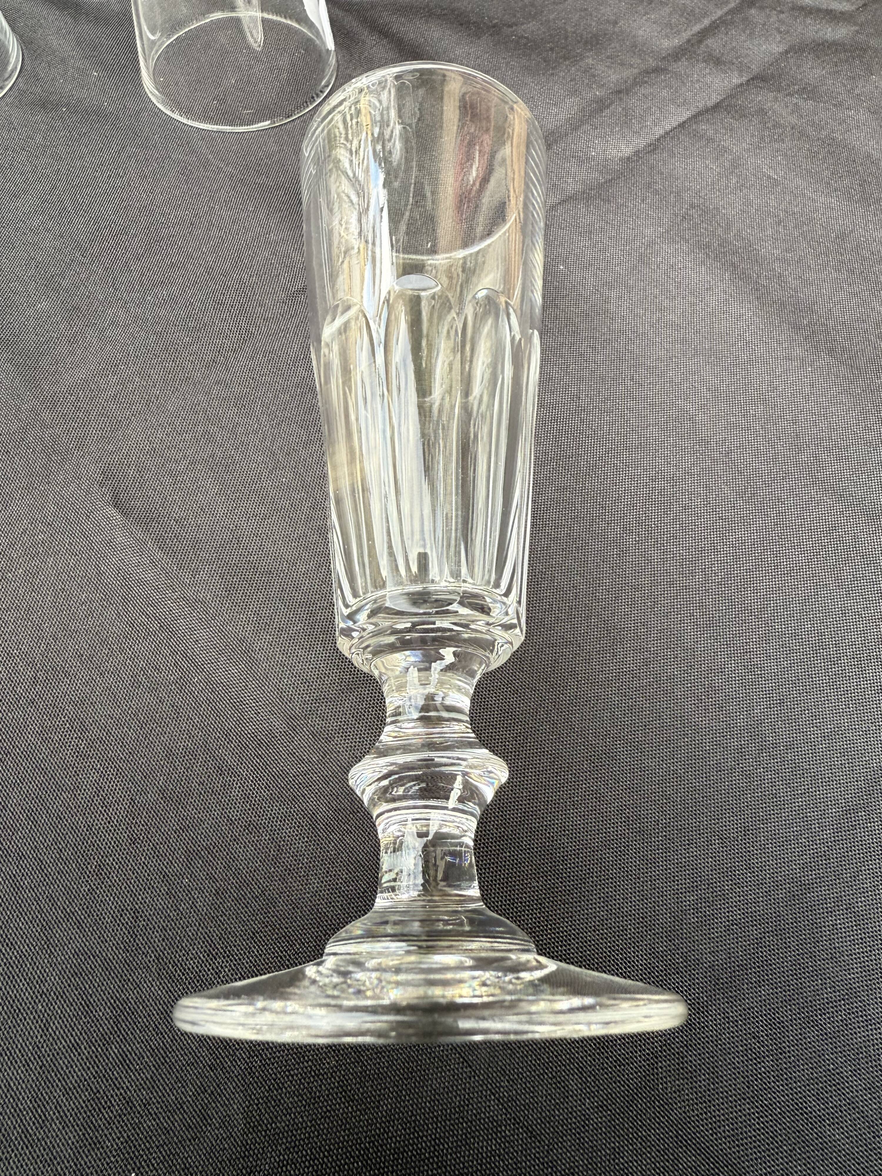 6 Champagne Flutes – 19th Century Cut Crystal – Baccarat/St.Louis