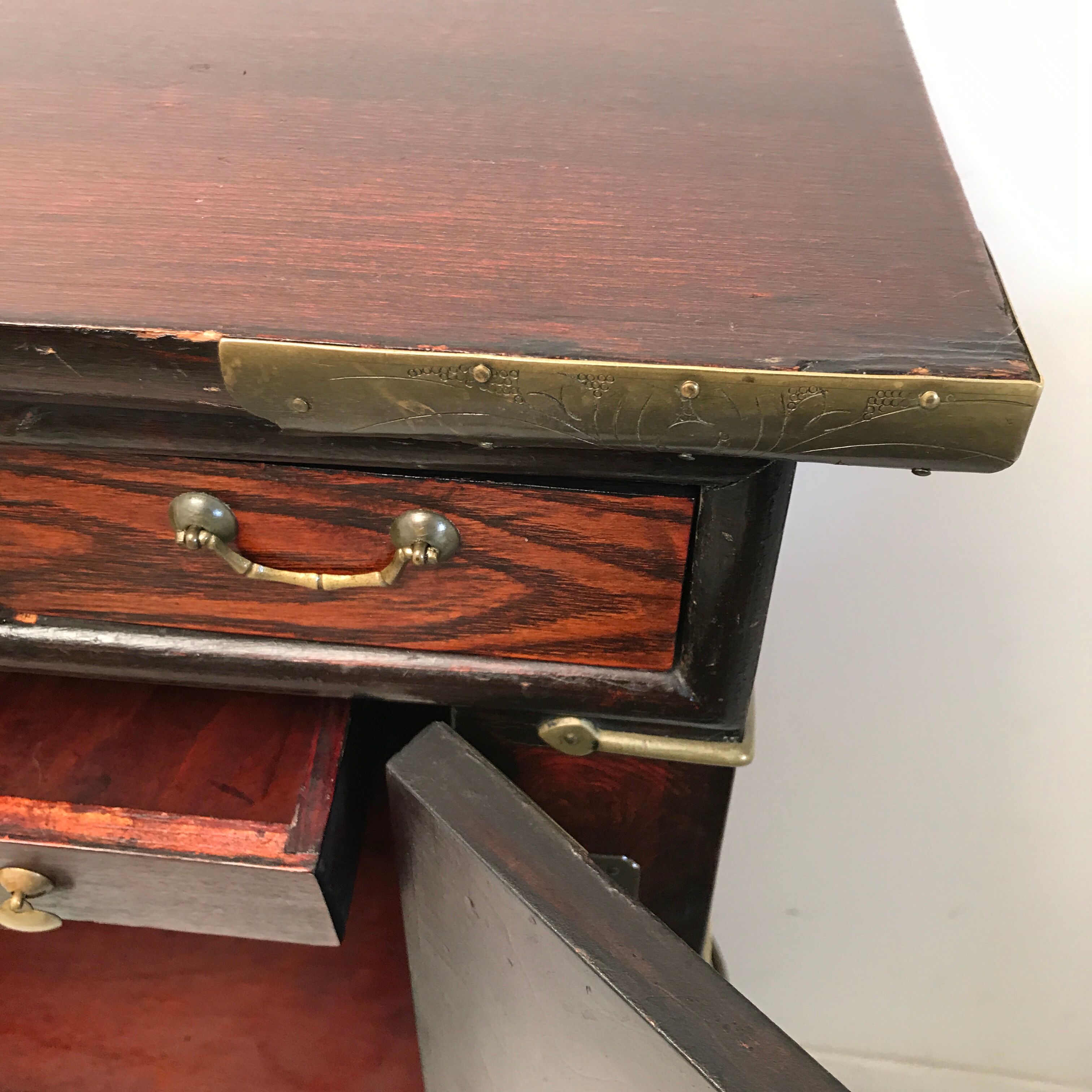 Furniture antique Korean storage box 1910 in wood and brass