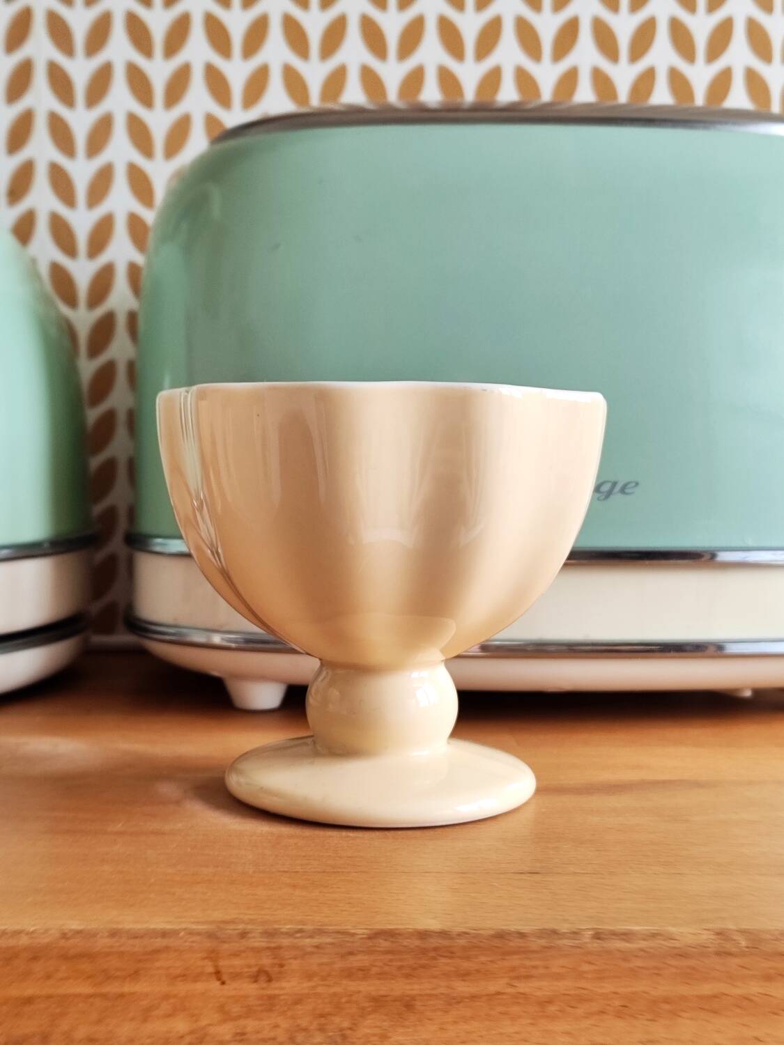 Pale yellow ceramic dessert cups