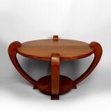 Pedestal Table, Solid Teak Coffee Table, Art Deco Colonial, c. 1930