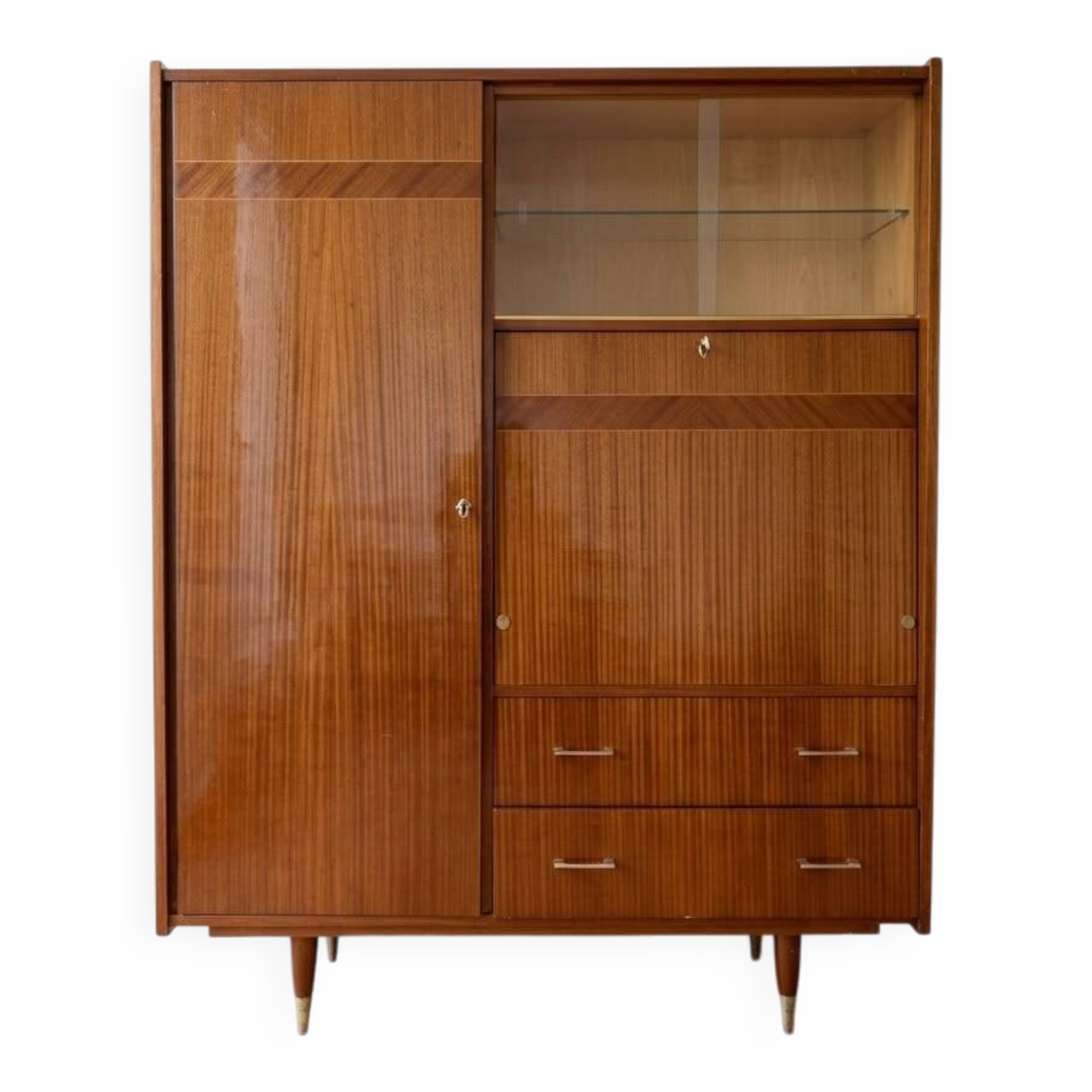 Meuble de rangement secrétaire années 70 en bois