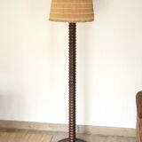 Wooden column floor lamp by Charles Dudouyt, 1940s