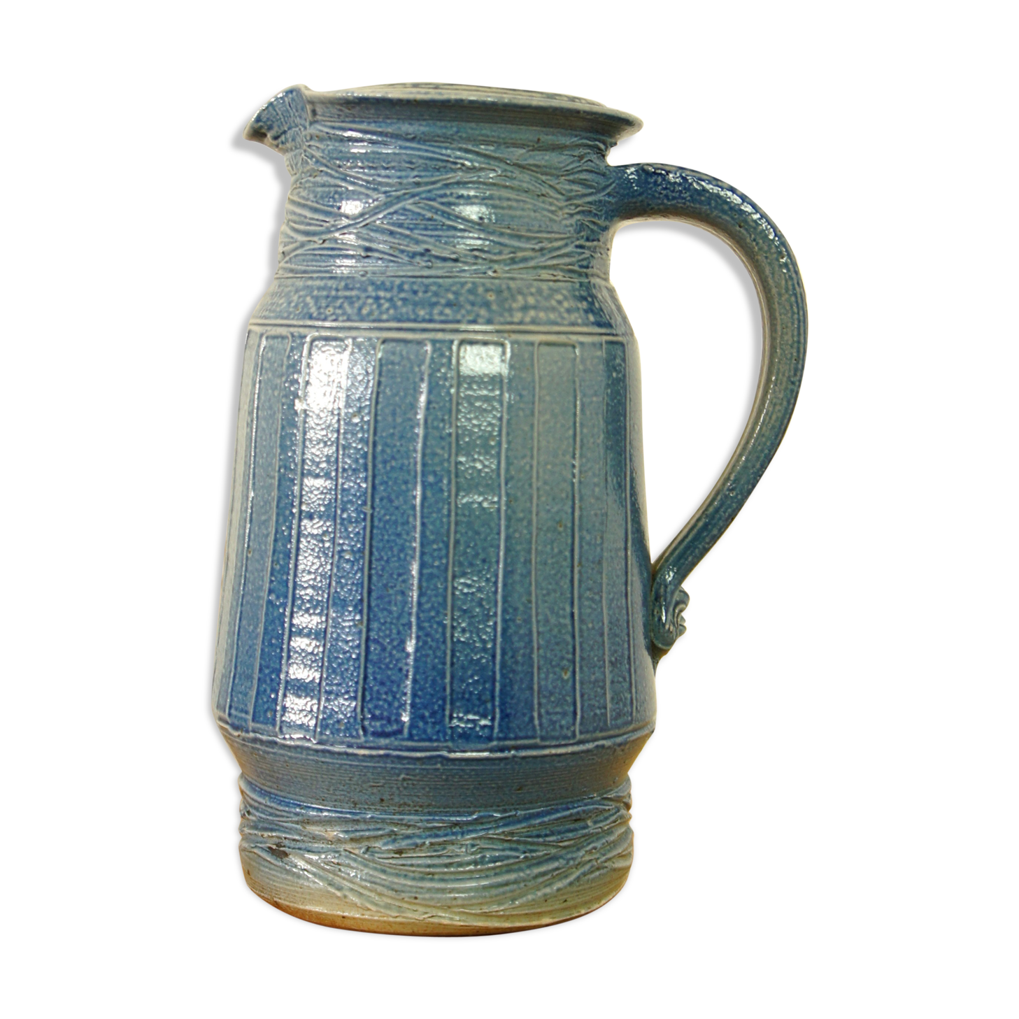 Signed blue sandstone pitcher