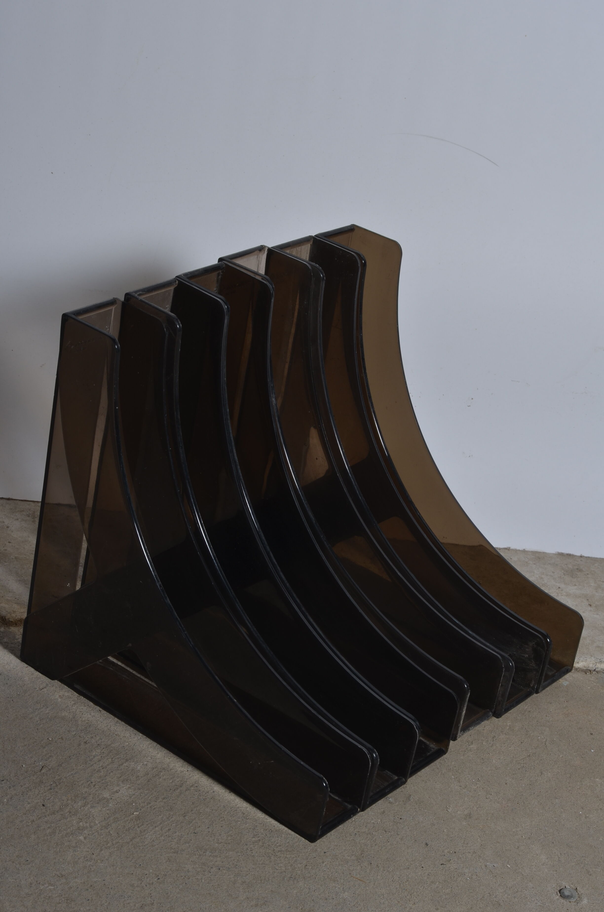 Boomerang plexiglass vinyl storage 1970