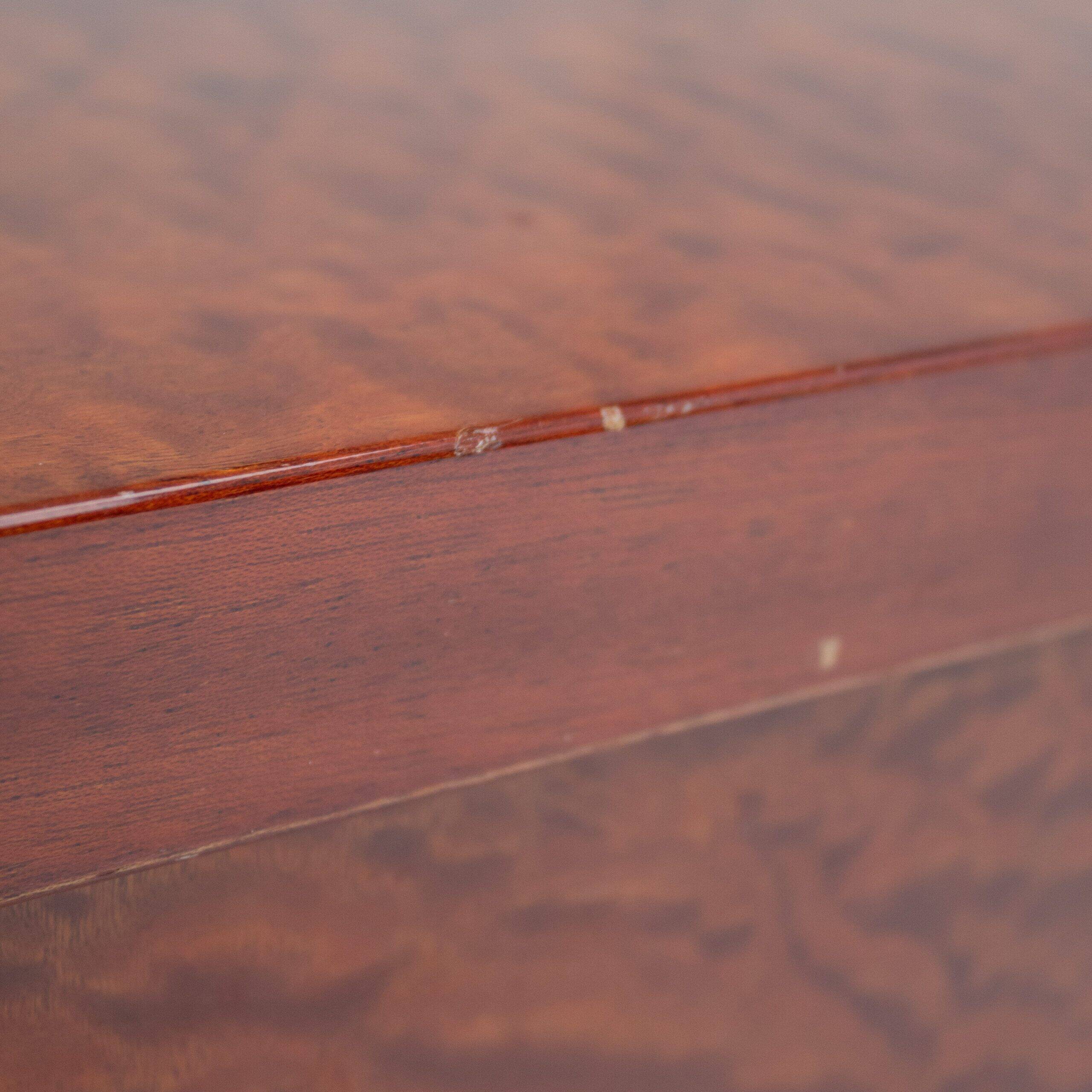 2 Italian nightstands in burlwood with brass handle