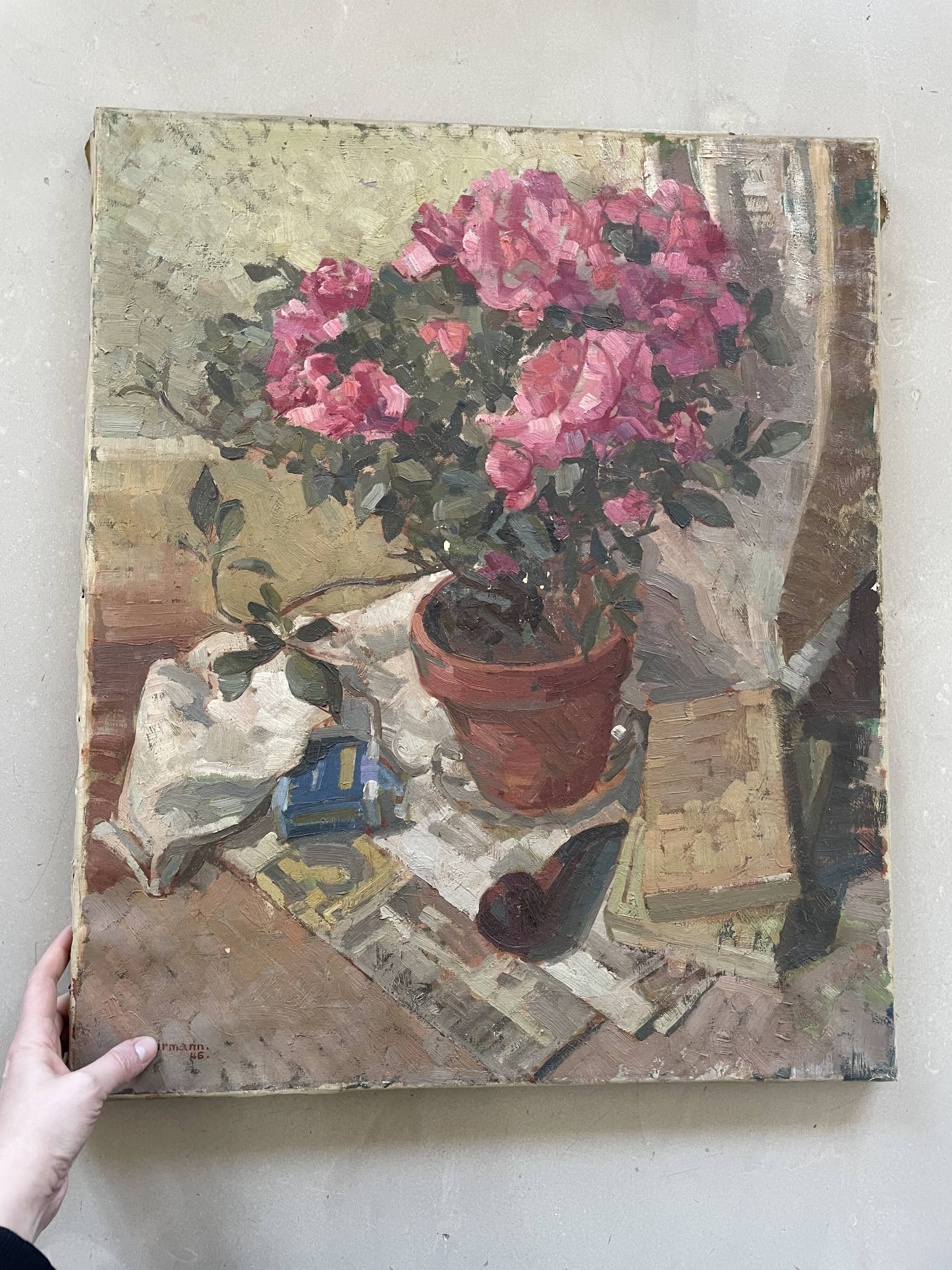 Old still life signed Georges Schirmann 1947