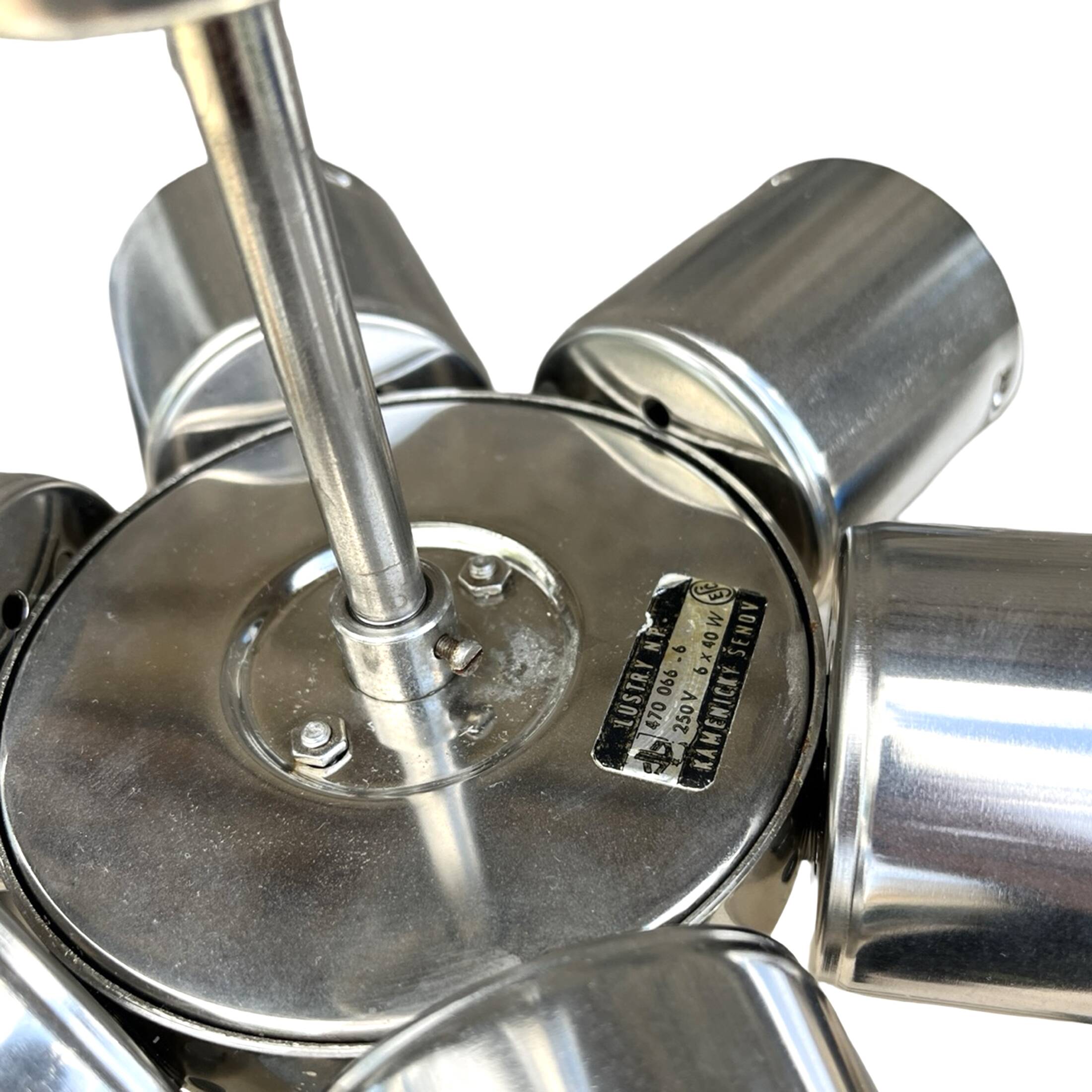 Sputnik chandelier, Kamenicky Senov, Czechoslovakia, 1970s.