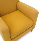 Yellow fabric armchairs, 1950s, set of 2