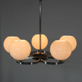 Art deco nickel-plated chandelier, 1930