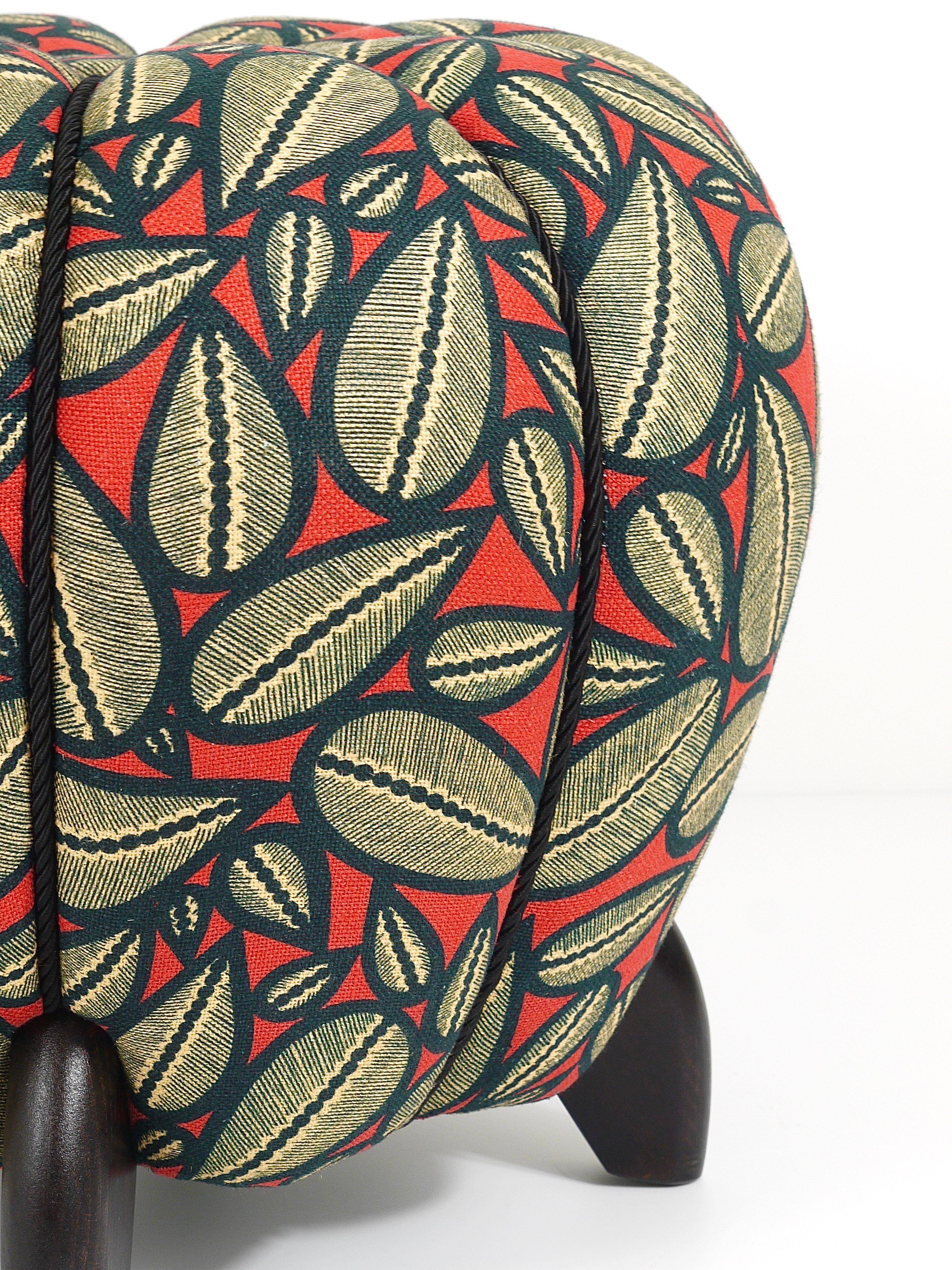 up to 3 Art Deco stools by Jindrich Halabala, leaf pattern, pouf, ottoman, 1930s