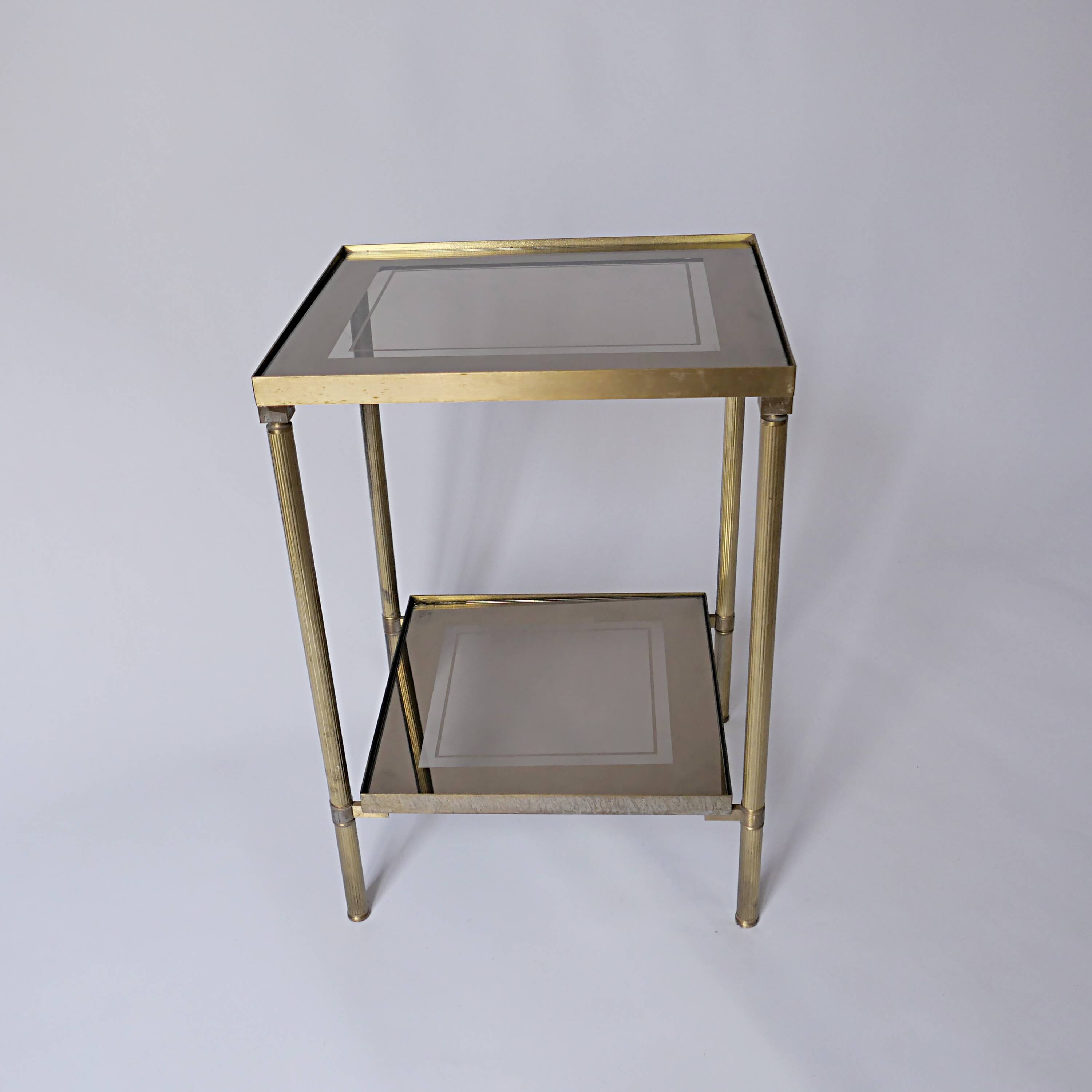 saddle table in brass smoked glass mirror old vintage Jansen house