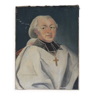 Peinture sur panneau XVIIIe, évêque
