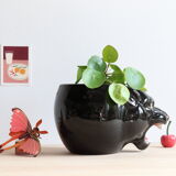 Black panther ceramic planter from the 60s, Italy