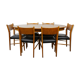 Wooden oval table and 6 matching chairs 60