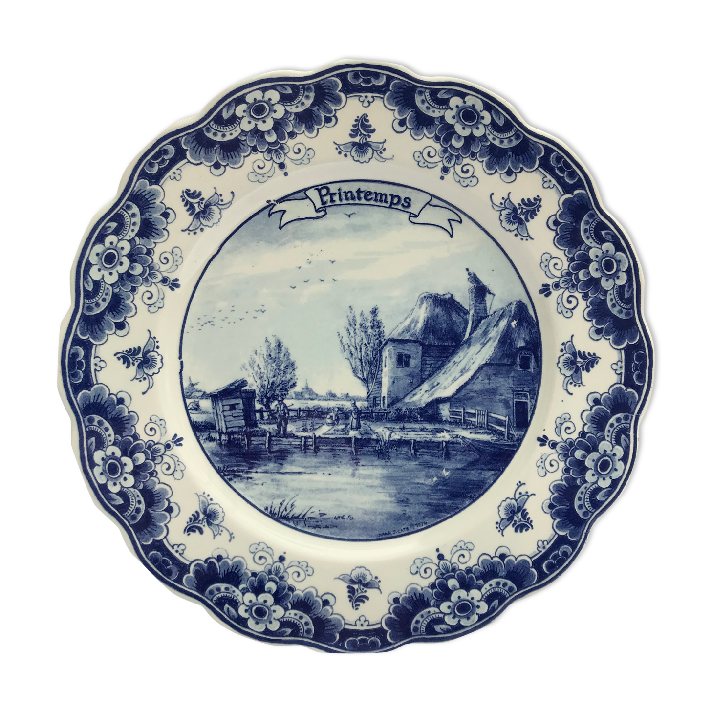 Former delft plat printemps heineken 1990 ceramics white - vintage blue