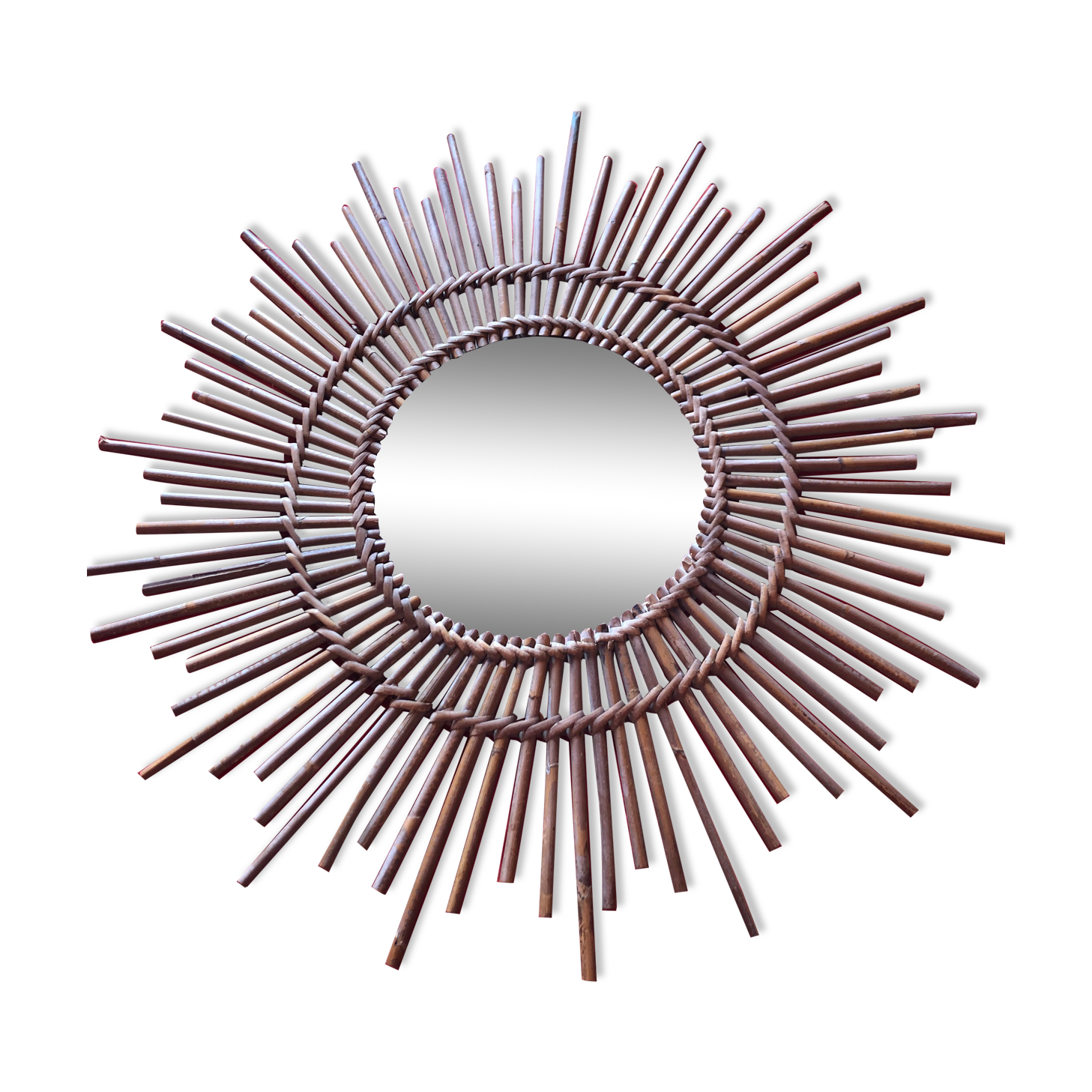 Vintage bamboo rattan mirror 50s