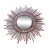 Vintage bamboo rattan mirror 50s