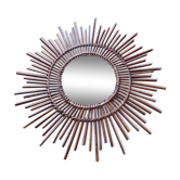 Vintage bamboo rattan mirror 50s
