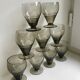 Ensemble de 9 verres à liqueur art déco en verre fumé années 30-40