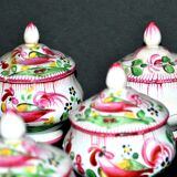 Set of 6 antique cream pots decorated with rooster decoration - Faïenceries de L'Est - Saint-Clément?