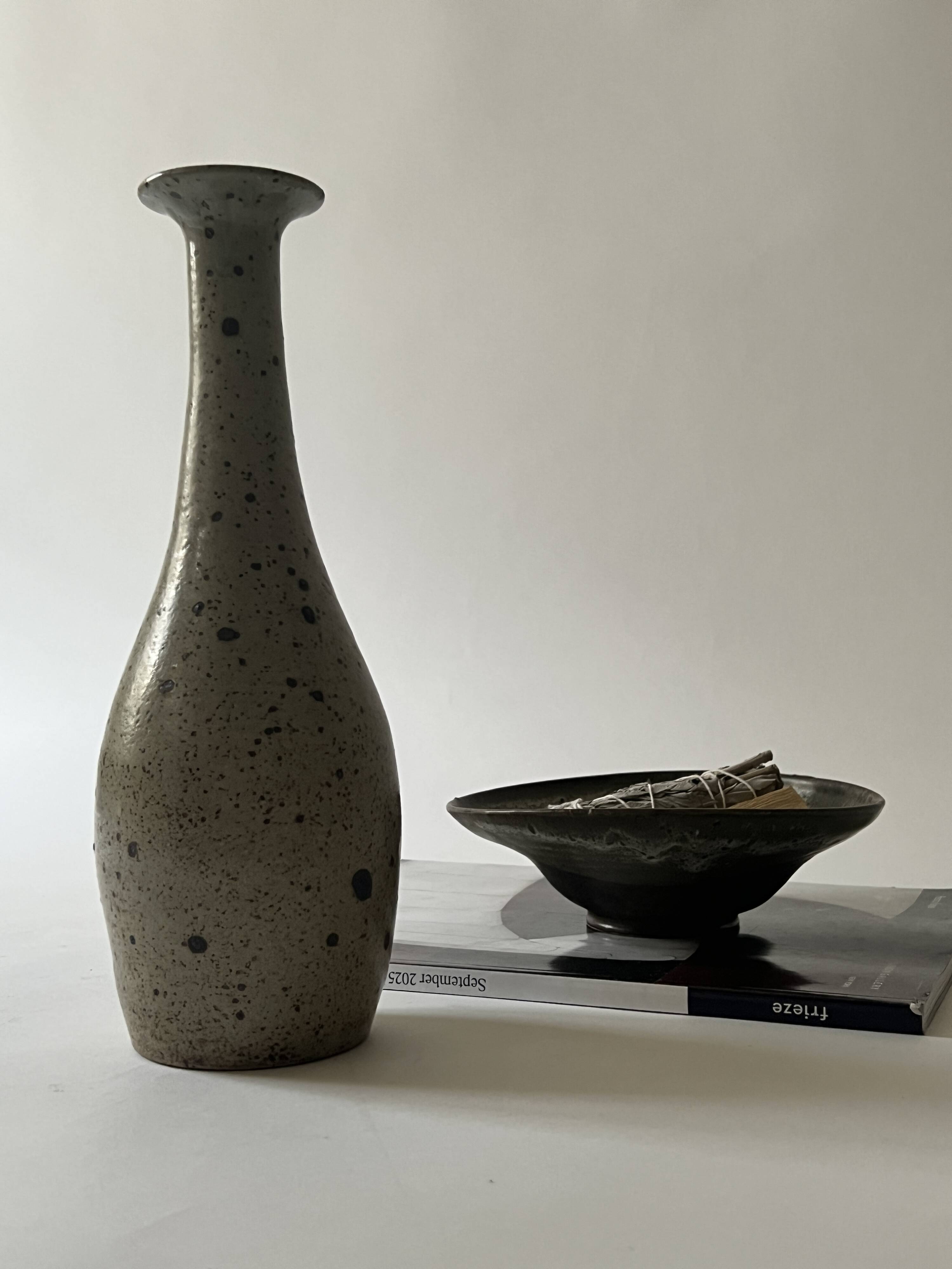 Pear-shaped vase in pyrite stoneware, La borne France 1950