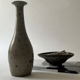 Pear-shaped vase in pyrite stoneware, La borne France 1950