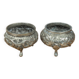 Indian Kutch 800 Silver Open Salt Cellar Pair of 800 Silver Salt Cellars