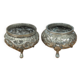 Indian Kutch 800 Silver Open Salt Cellar Pair of 800 Silver Salt Cellars