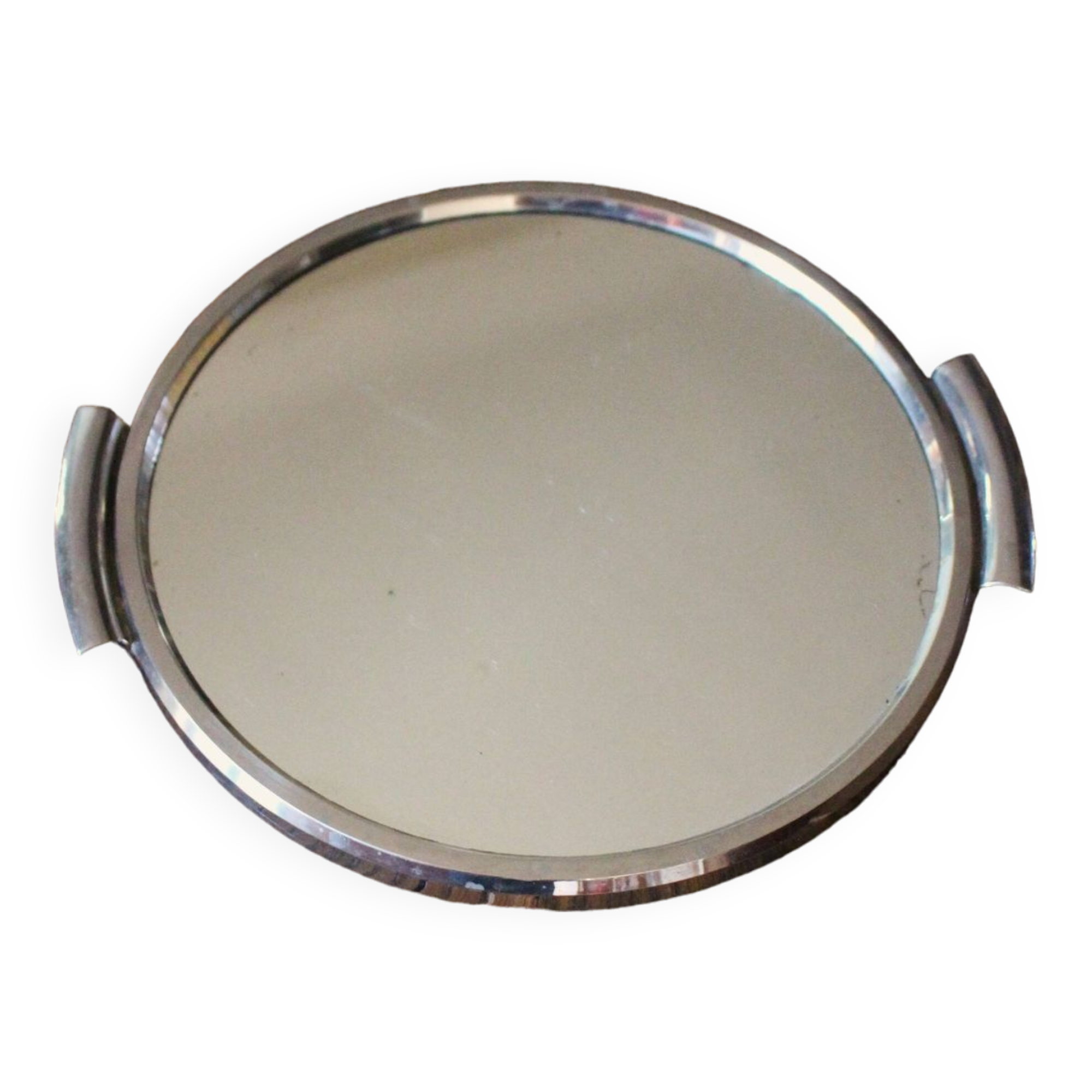Plateau miroir rond en métal