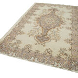 Tapis beige oriental ancien fait à la main 184 cm x 295 cm