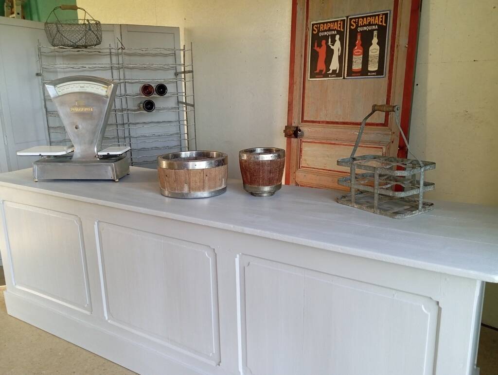 Comptoir d'épicerie 245 cm fin XIXème