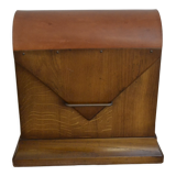 Magazine holder in wood and leather