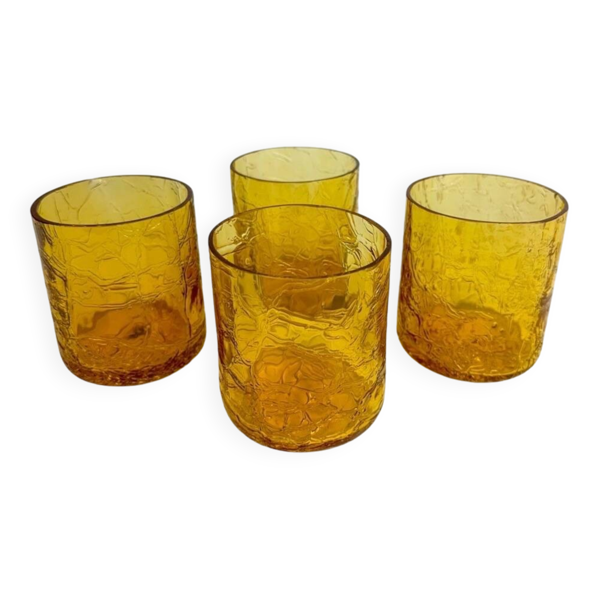 70s Blown Amber Whiskey Glasses