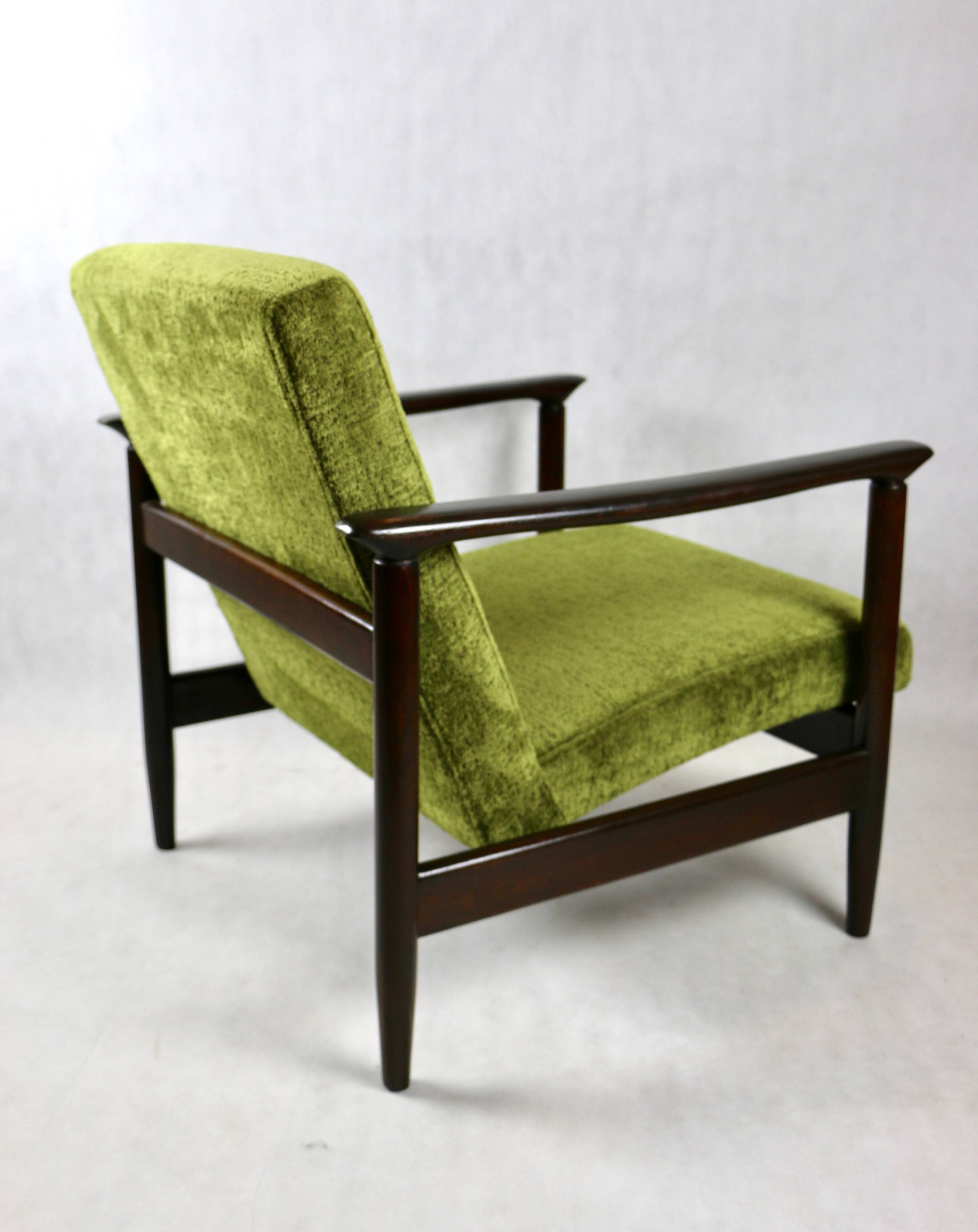 GFM-142 Armchair in Olive green attributed to Edmund Homa, 1970s - brown wood