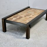 Roger Capron, rare, large coffee table with character decorations.