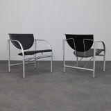 Pair of Kokatu leather lounge chairs by M.A. Cigan for Akaba, Spain, 1980s