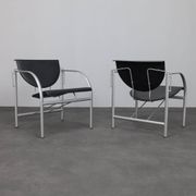 Pair of Kokatu leather lounge chairs by M.A. Cigan for Akaba, Spain, 1980s