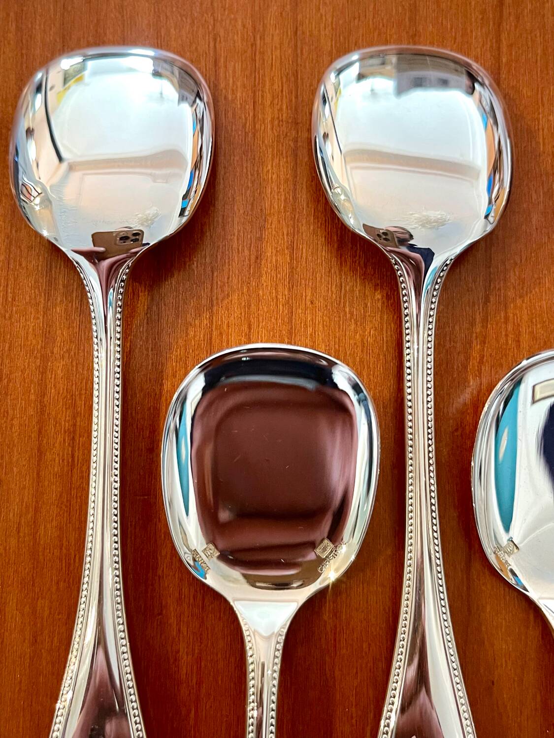 Christofle pearls, 6 ice cream spoons, sorbet, new condition