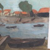 Painting seaside landscape