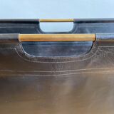 Leather and gilded brass magazine holder