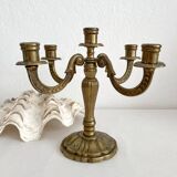 Chandelier bougeoir ancien en laiton 5 feux