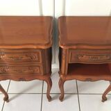 2 tables de chevet style Louis XV tiroirs et pieds cabrioles, 1960