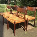 6 wooden and straw chairs, Scandinavian design Cees Braakman for Pastoe, 1960