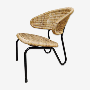 Fauteuil en rotin design hollandais du milieu du siècle Dirk van Sliedregt Gebr. Jonkers