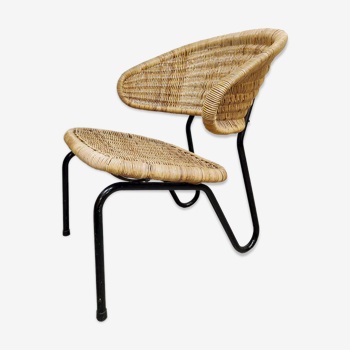 Midcentury Dutch design rattan easy chair Dirk van Sliedregt Gebr. Jonkers