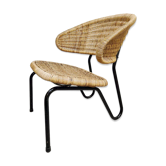 Fauteuil en rotin design hollandais du milieu du siècle Dirk van Sliedregt Gebr. Jonkers