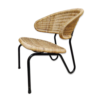 Midcentury Dutch design rattan easy chair Dirk van Sliedregt Gebr. Jonkers